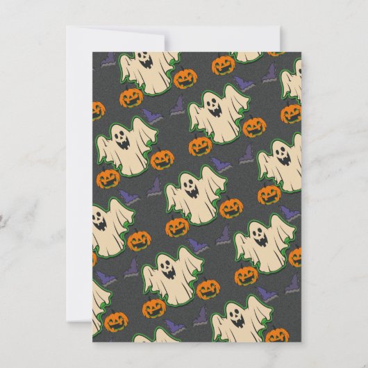Invitation Retro Halloween Ghost Poster style fête (Dos)