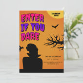 Invitation rétro Halloween orange, Nuit d'Hallowee (Debout devant)