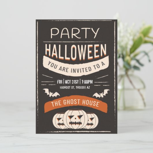 Invitation Retro Halloween Party (Debout devant)
