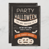 Invitation Retro Halloween Party (Devant / Derrière)