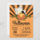 Invitation Retro Halloween Rays, Jack olantern Fantôme (Devant)
