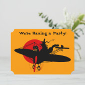 Invitation Retro Halloween Witch Party (Debout devant)
