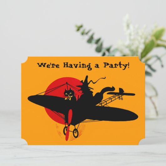 Invitation Retro Halloween Witch Party (Debout devant)