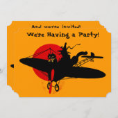 Invitation Retro Halloween Witch Party (Devant / Derrière)