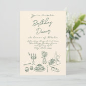 Invitation Retro Hand Draky Fun Anniversaire Dîner (Debout devant)