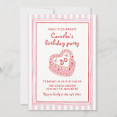 Invitation Retro Hand Drawn Girl 30th Birthday Party (Devant)