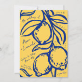 Invitation Retro Hand Drawn Handwritten Blue Italian Wedding (Devant)