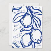 Invitation Retro Hand Drawn Handwritten Blue Italian Wedding (Devant)