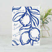 Invitation Retro Hand Drawn Handwritten Blue Italian Wedding (Debout devant)