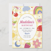 Invitation Retro Hand Drawn Quirky Birthday Party (Devant)