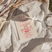 Invitation Retro Hand Drawn Red Cake Unique Photo Wedding