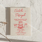 Invitation Retro Hand Drawn Red Cake Unique Photo Wedding