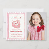 Invitation Retro Hand Drawn Valentine First Birthday Photo (Devant)