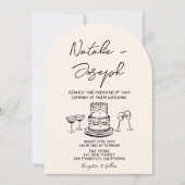 Invitation Retro Hand Drawn Written Cake Quirky Arch Wedding (Devant)