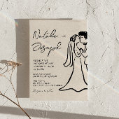 Invitation Retro Hand Drawn Written Couple Photo Wedding