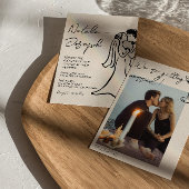 Invitation Retro Hand Drawn Written Couple Photo Wedding