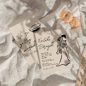 Invitation Retro Hand Drawn Written Couple Quirky Wedding