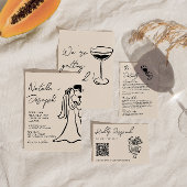 Invitation Retro Hand Drawn Written Couple Quirky Wedding