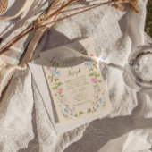 Invitation Retro Hand Written Drawn Floral Summer Wedding