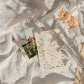 Invitation Retro Hand Written Drawn Floral Summer Wedding