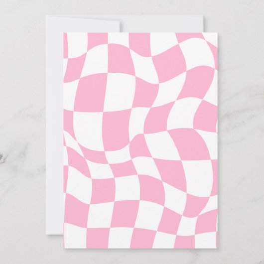 Invitation Retro Happy Smile Face Rose À damiers Anniversaire (Dos)