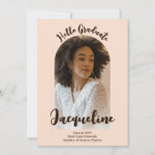 Invitation Retro Hello Graduate 2025 Peach Script Arch Photo (Devant)