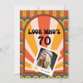 Invitation Retro Hippie 60's Photo 70th Birthday (Devant)