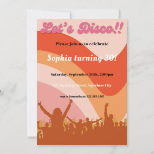 Invitation Retro Hippie 70's 60's fête d'anniversaire Super