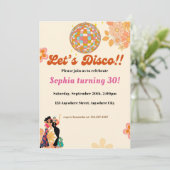 Invitation Retro Hippie 70's 60's fête d'anniversaire Super (Debout devant)