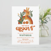 Invitation Retro Hippie 70's fête d'anniversaire Super (Debout devant)