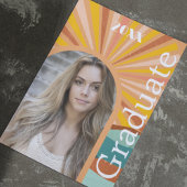 Invitation Retro Hippie Arch Photo les années 70 Peach Gradua