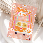 Invitation Retro Hippie Daisy Rainbow Groovy One 1st Birthday