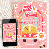 Invitation Retro Hippie Daisy Rainbow Two Groovy 2nd Birthday