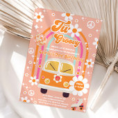 Invitation Retro Hippie Daisy Rainbow Two Groovy 2nd Birthday