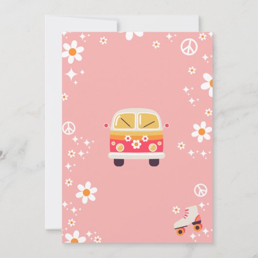 Invitation Retro Hippie Daisy Rainbow Two Groovy 2nd Birthday (Dos)