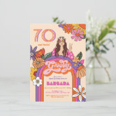 Invitation Retro Hippie Girl 70's 60's fête d'anniversaire Su (Debout devant)