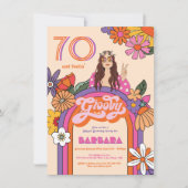 Invitation Retro Hippie Girl 70's 60's fête d'anniversaire Su (Devant)