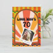 Invitation Retro Hippie Psychedelic 60's Photo 70e anniversai (Debout devant)