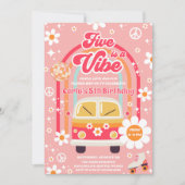 Invitation Retro Hippie Rainbow Five is a Vibe 5th Birthday (Devant)