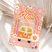 Invitation Retro Hippie Rainbow Four Is A Vibe 4th Birthday