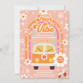 Invitation Retro Hippie Rainbow Four Is A Vibe 4th Birthday (Devant)