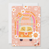 Invitation Retro Hippie Rainbow One Groovy Babe 1st Birthday (Devant)