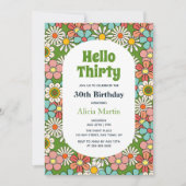 Invitation Retro Hippie Super Fleur Bonjour Trente Anniversai (Devant)