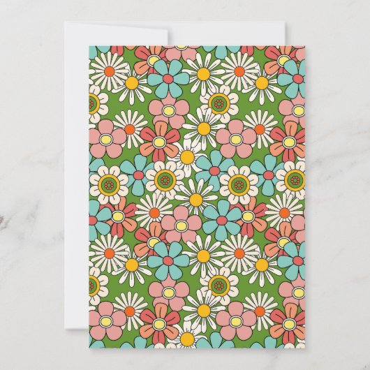 Invitation Retro Hippie Super Fleur Bonjour Trente Anniversai (Dos)