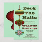 Invitation Retro Holiday | Christmas Orament Exchange Party (Devant / Derrière)