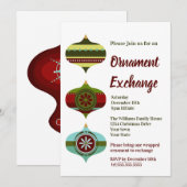 Invitation Retro Holiday | Christmas Orament Exchange Party (Devant / Derrière)