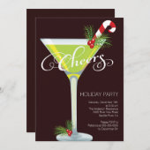 Invitation Retro Holiday Cocktail Party (Devant / Derrière)