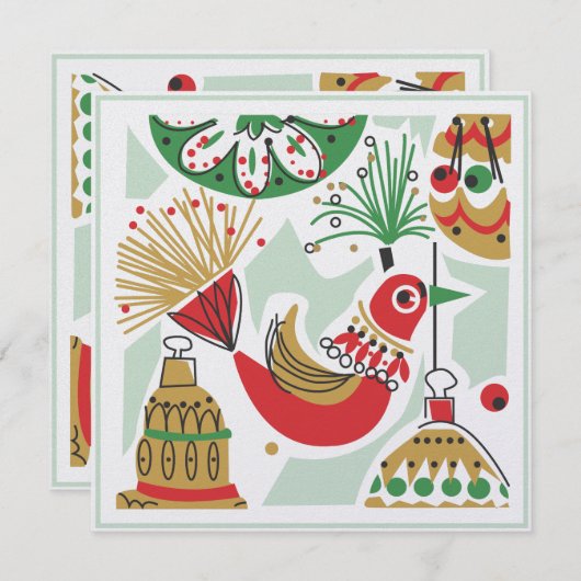 Invitation Retro Holiday Party (Devant / Derrière)