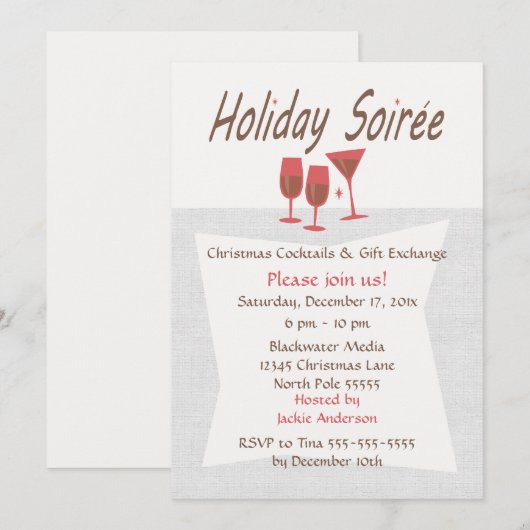 Invitation Retro Holiday Soiree (Devant / Derrière)