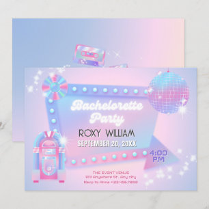 Invitation Retro holo disco bacheloro fête